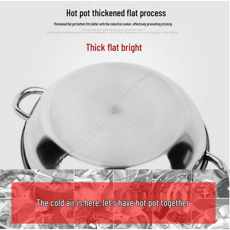 Stainless Steel Double-Flavor Hot Pot for Home and Restaurant - Induction Compatible Cookware Gift