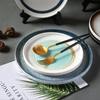 Japanese Retro Ceramic Western Plate Steak Flat Plate Coarse Pottery Household Dish Commercial Disc Hotel Restaurant Tableware