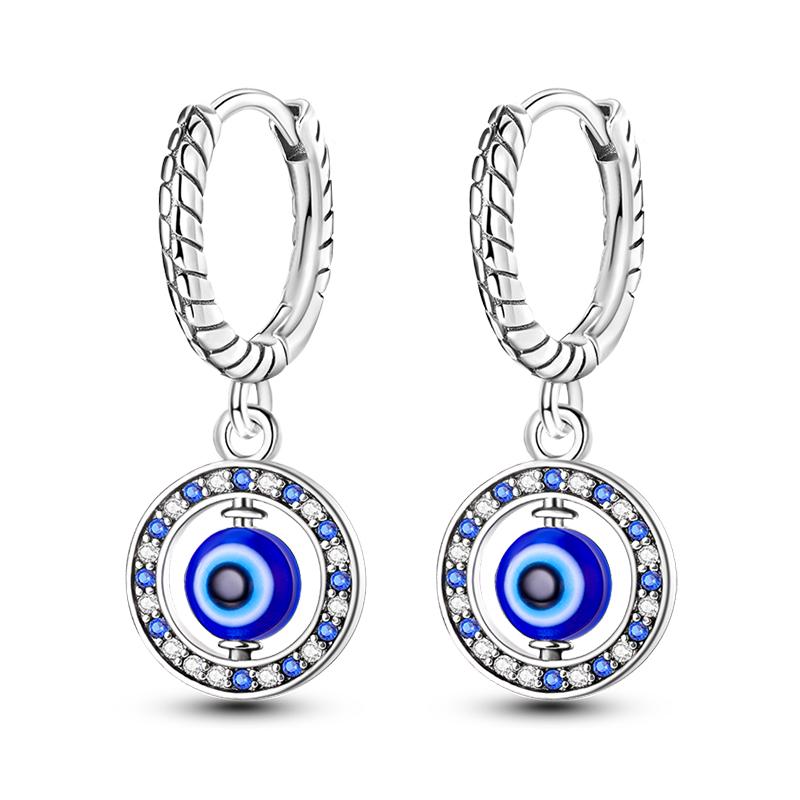 Fashion 925 Silver Color Earrings Blue Zircon Stars Moon Irregularity Earrings For Woman Fine Birthday Jewelry Gifts