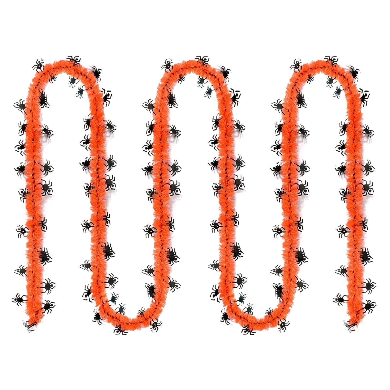 

Pumpkin Tinsel Garland with Decorative Accents for Home Outdoor Garden Yard Hanging Ornament Prop Holiday Decoration One Size