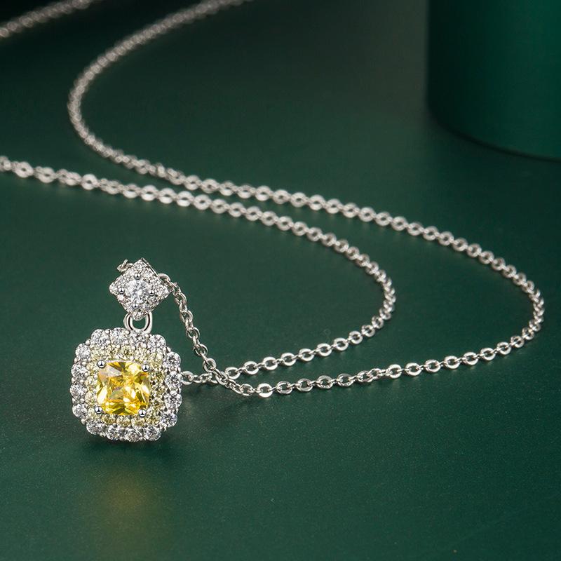 

BELLA BOX квадратный кулон ожерелье несколько цветов модные свадебные помолвочные украшения жёлтый