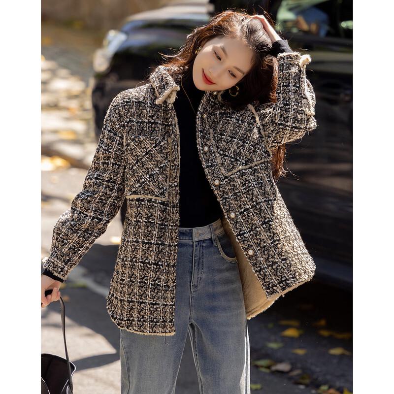 Demana Women's Winter Tweed Shirt Jacket
