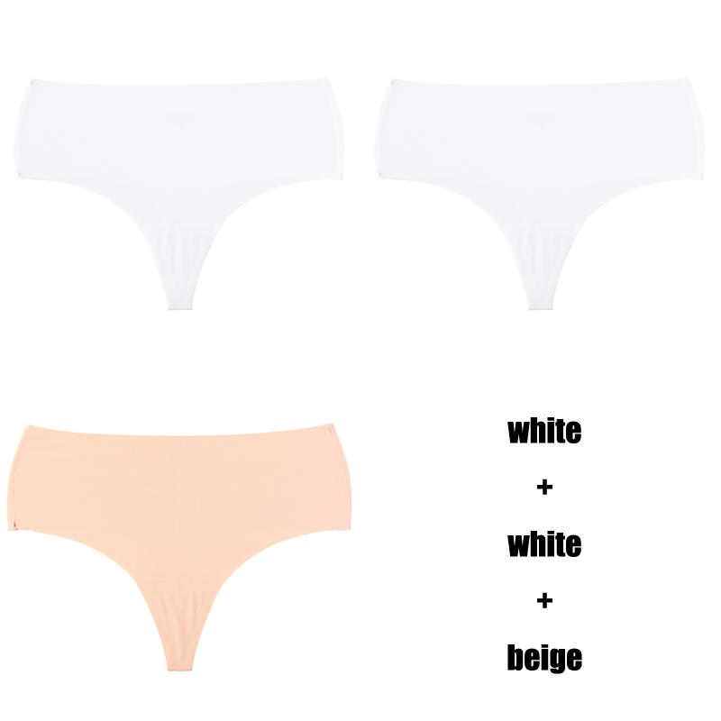 CINOON 3Pcs/Lot Temptation Panties Women Traceless Ice Silk Underwear Sexy High Waist G String Thong Comfortable Bikini Female Lingerie
