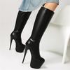Black Women's Knee High Boots Platform Sexy 2025 Winter Shoes Zipper Sexy Thin Heeled Long Fetish Party Boot Ladies Big Size 45