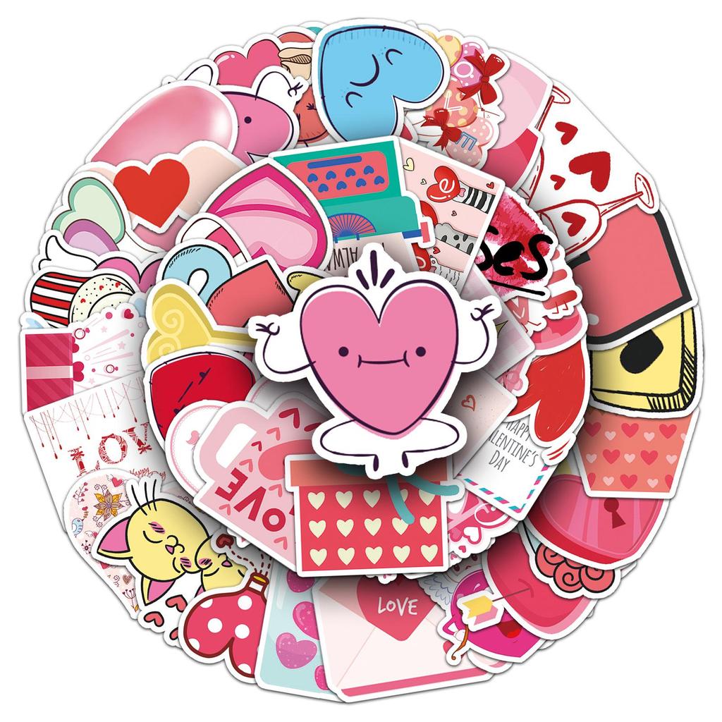 50 Ins Style Valentine's Day DIY Decorative Stickers for Suitcases & Cars