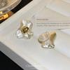 Light Luxury High-end Temperament Atmospheric Dumb Silver Petal Stud Earrings Niche Unique Ear Clips Mosquito Coil Disc Women Without Ear Piercings