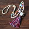 Bohemian Accessories Tassel Sweater Chain Necklace Women's String Wood Bead Long Necklace Jewelry