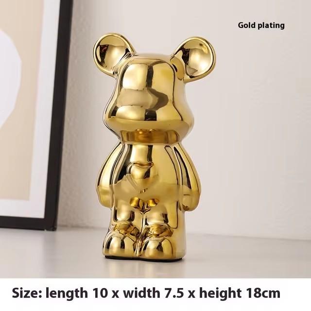 Ceramic Cartoon Teddy Bear Figurine Love Bear Ornament Living Room Small Piggy Bank Wine Cabinet Desktop Home Decoration