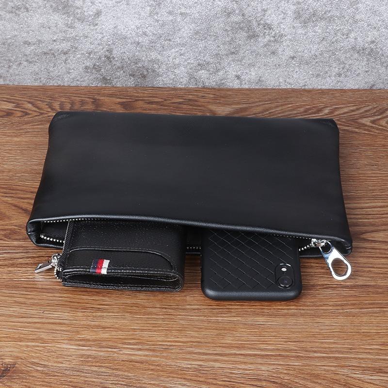 Pochette pour homme, pochette horizontale en cuir véritable, pochette, cuir d'agneau première fleur, sac business et loisirs.