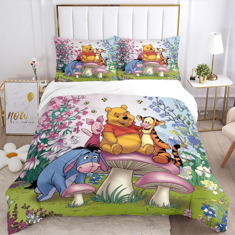 Winnie Pooh Friends Print 3Pcs Bedding Setduvet Cover With 2 Bedropillowcase Home Birthday Gift