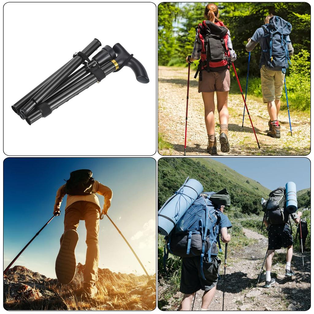 PATIKIL Folding Hiking Poles, 85cm-95cm Telescopic Folding Canes with Quick Locks, Aluminum Alloy, for Outdoor Hiking, Walking, and Camping, Black