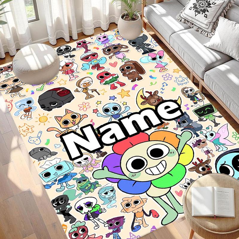 Custom Name Personalized Dandy's World Print Carpet, Versatile Home Decor Rug, for Playroom, Apartment, Balcony, Entryway, Hallway Gift