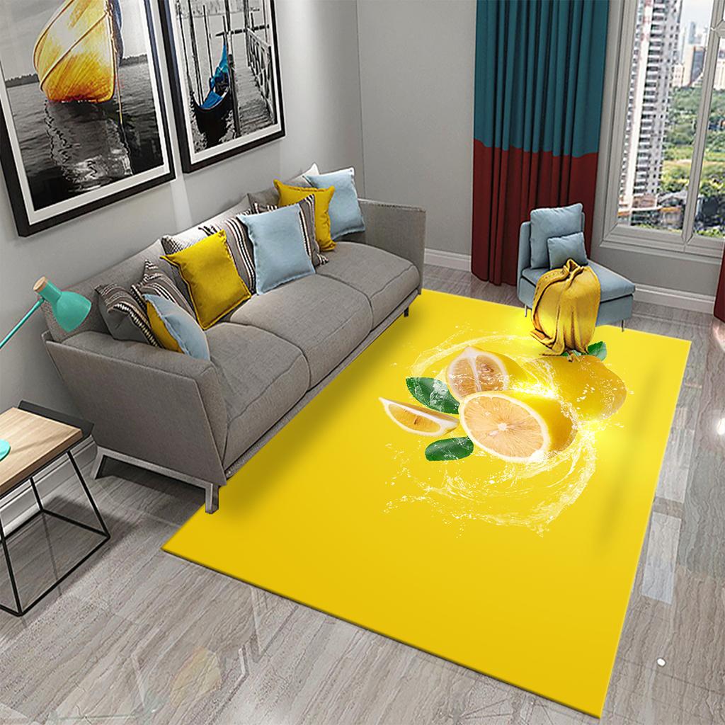 Yellow and Green Lemon Carpet Fresh Fruit Pattern Doormat Bathroom Kitchen Anti-slip Carpet Bedroom Living Room Decor Floor Rugs