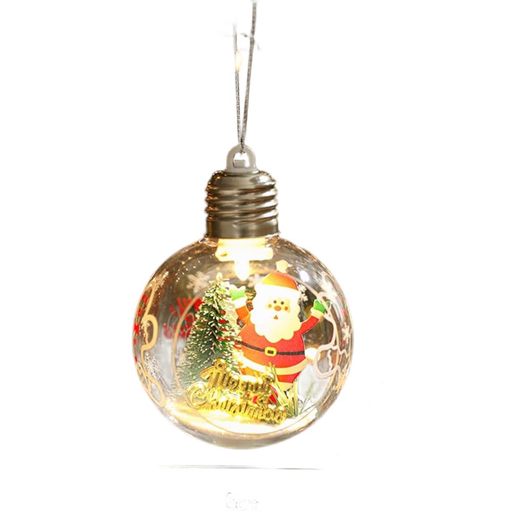 Christmas LED Hanging Ornaments Clear Plastic Ball with Built In Button Battery for Illuminated Seasonal Tree Decoration