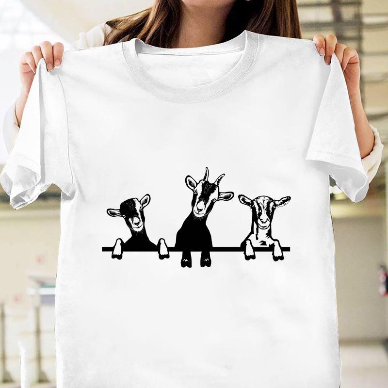 Funny Sheep Pattern Printed T-Shirt Fashion Funny Casual Loose Sheep Round Neck Short Sleeve Shirt Cute Sheep T-Shirt