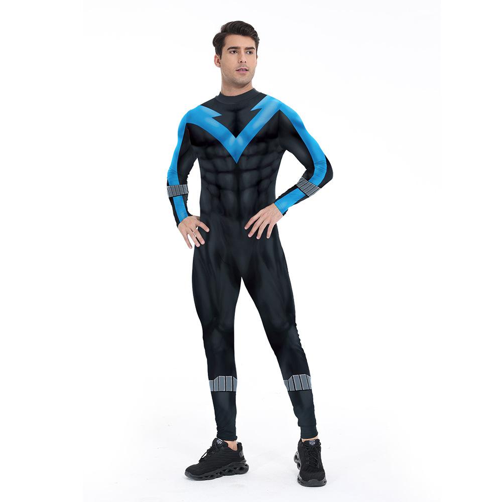 Men Anime Movie Superhero Eagle Halloween Cosplay Costume Adults Carnival Night Hero Party Digital Printing Onesie Tights