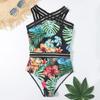 New Ladies One-piece Bikini Personality Printed Ruffle Bikini Swimsuit