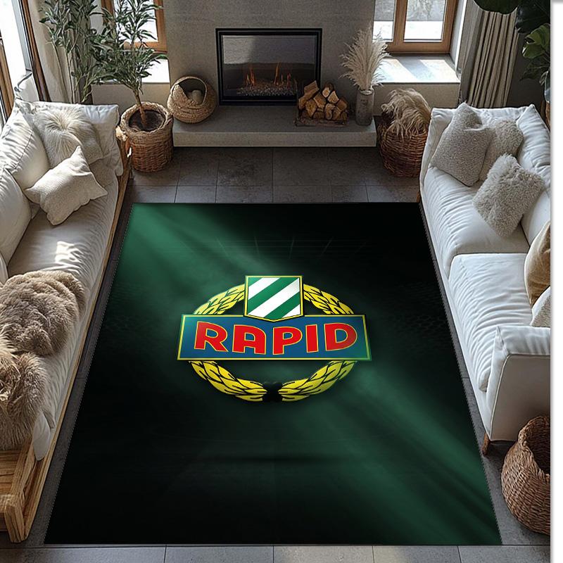 Rapid Wien FC Soccer Football Pattern Soft Area Rug Non Slip Indoor Floor Carpet Sports Decor Mat for Bedroom