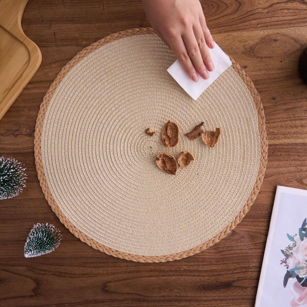Anti-scald Coffee Cup Mats Middle East Style Round Dining Mat Vintage Solid Color Table Mat  Craft