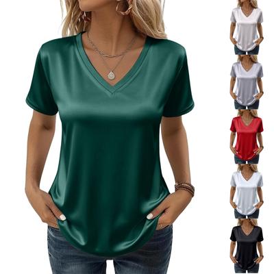 Womens Spring Tops V Neck Short Sleeve Summer Shirts for Women Relaxed Fit Womens Summer T Shirts Soft Fabric Tshirts Shirts for Women