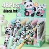 48Pcs Lovely Panda-Themed Patch Gel Pens, 0.5mm Black Ink Quick Drying, Durable Stationery for Students Writing, School Business Specific Signat