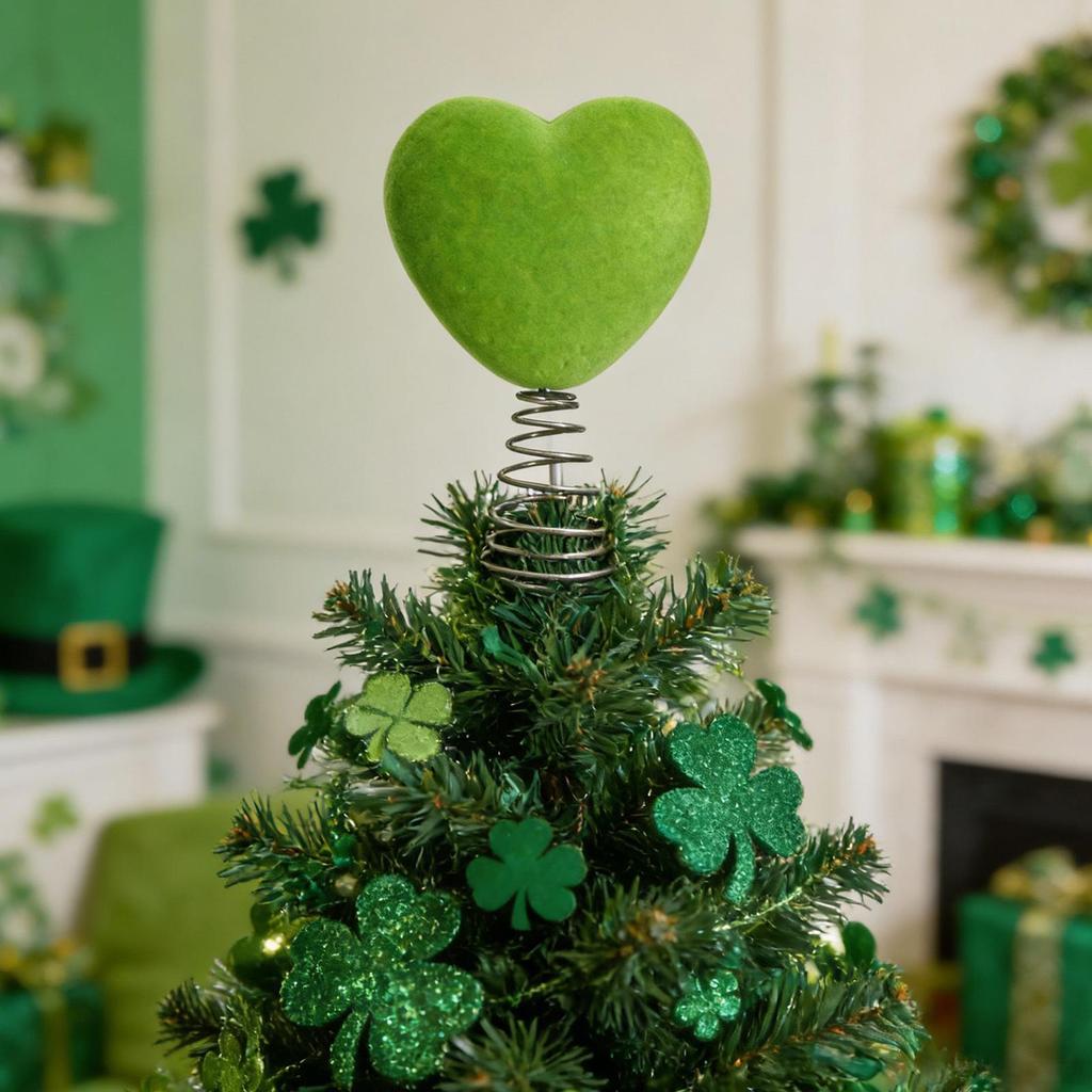 Valentines Tree Topper 3D Heart Shape Velvet Romantic Decoration Flocked Tree Topper For Holiday Christmas Daily Home Indoor