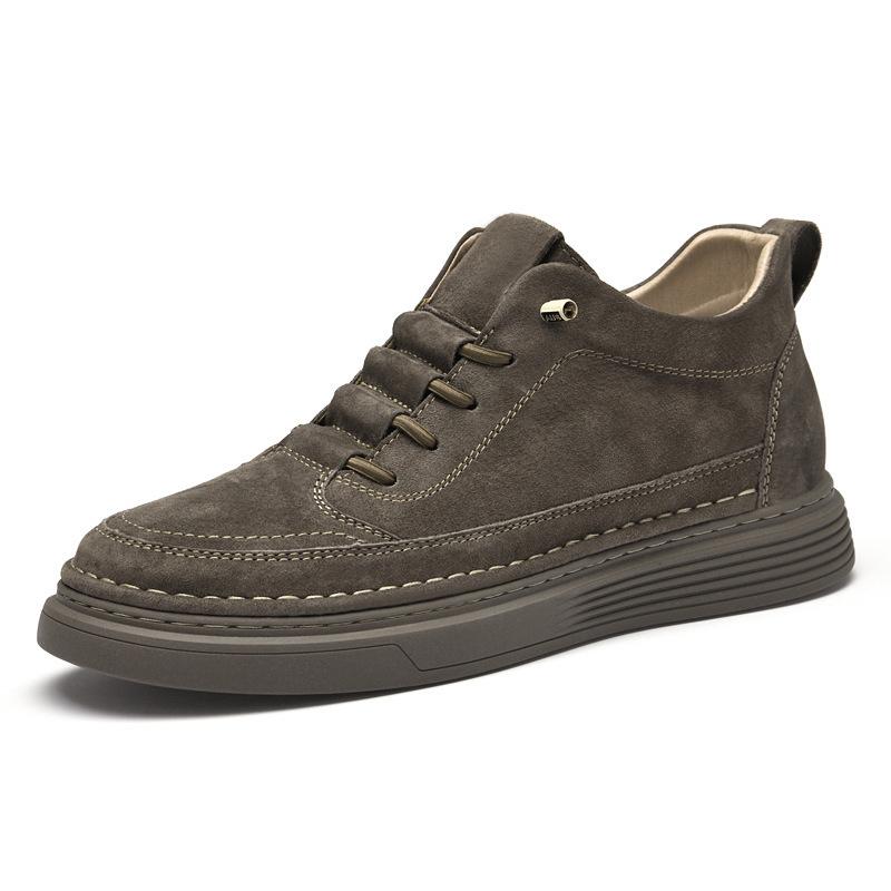 

Winter flat baseplate shoes trendy leather warm casual shoes large size heightening new leathershoes 47 коричневий
