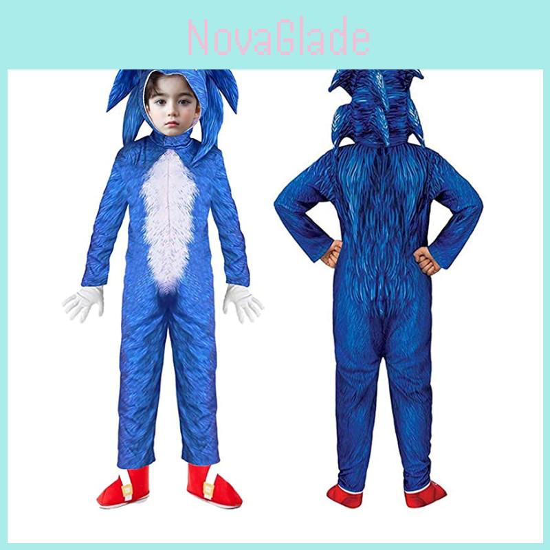 Sonic The Hedgehog Kinder Deluxe Kostüm Jumpsuit für Halloween Cosplay