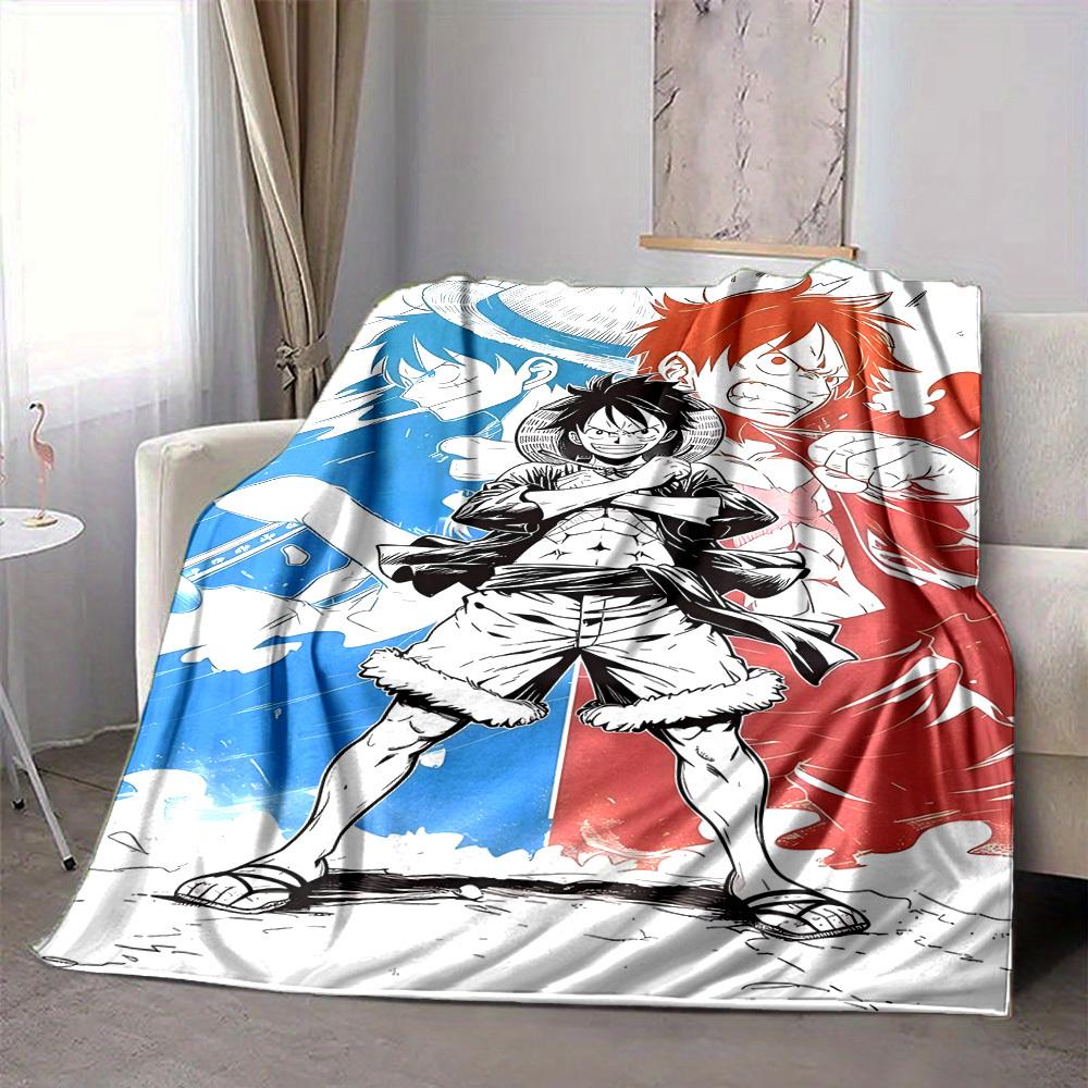 1pc Monkey D. Luffy Flannel Blanket [Cozy Throw Blanket] For Sofa, Bed, Travel, Camping, Livingroom, Office, Couch, Chair, And Bed