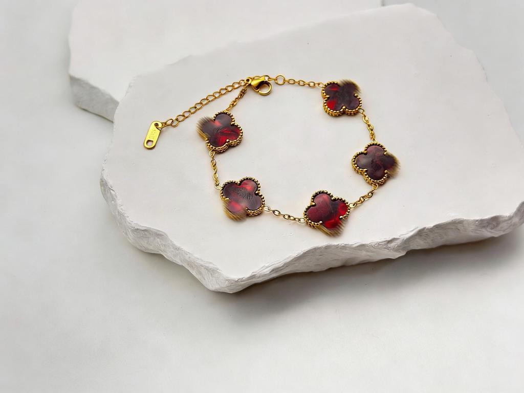 Pulsera de trébol de cuatro hojas de 15 mm - Joyería clásica de cinco flores, oro de 18k, no se decolora.