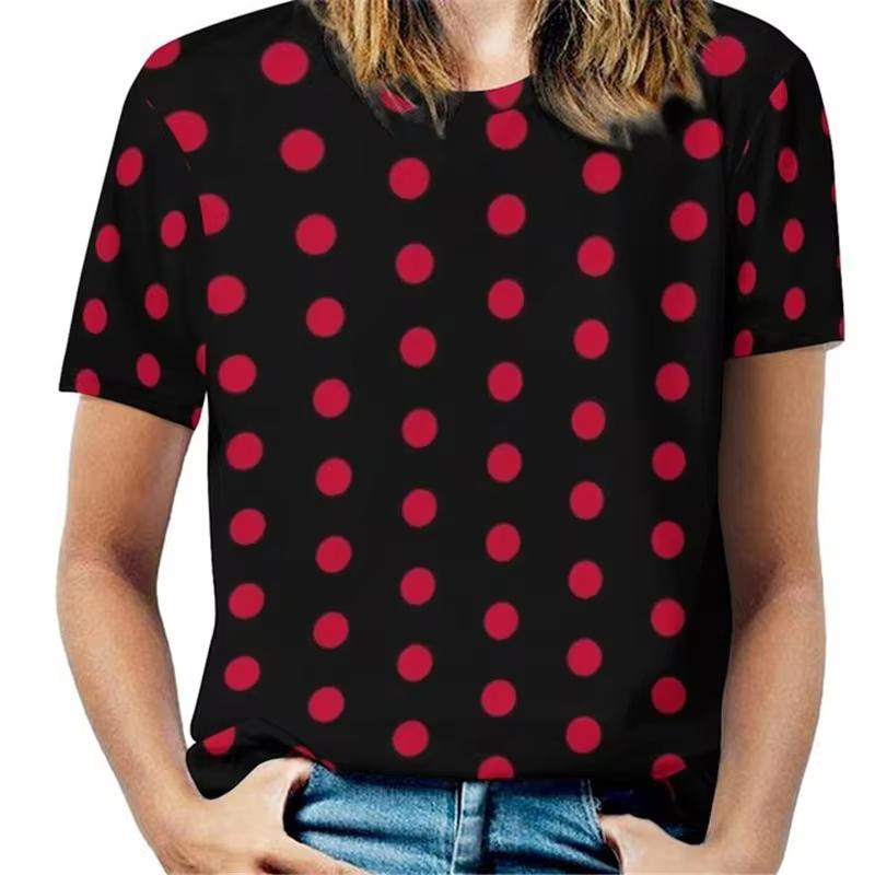 Summer Vintage Polka Dot 3D Print Women's T-Shirts Women's Casual Short Sleeve T Shirt O-Neck Tees Harajuku Tops Female Clothing