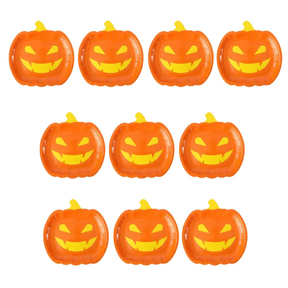 Thanksgiving Disposable Plates Oil-resistant Disposable Plates Halloween Pumpkin Paper Plates Black Orange for Party Autumn