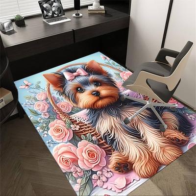 1PC Dog Flowers Carpet Ultra Soft, Thick & Absorbent, Non Slip Machine Washable Mat for Entryway