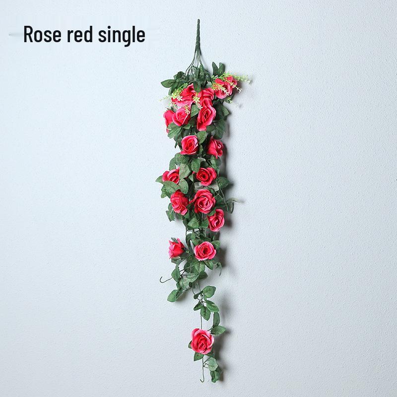 Decorazione con Rampicante di Rose da Appendere a Parete per Interni - Cesto di Fiori Artificiali per Soggiorno