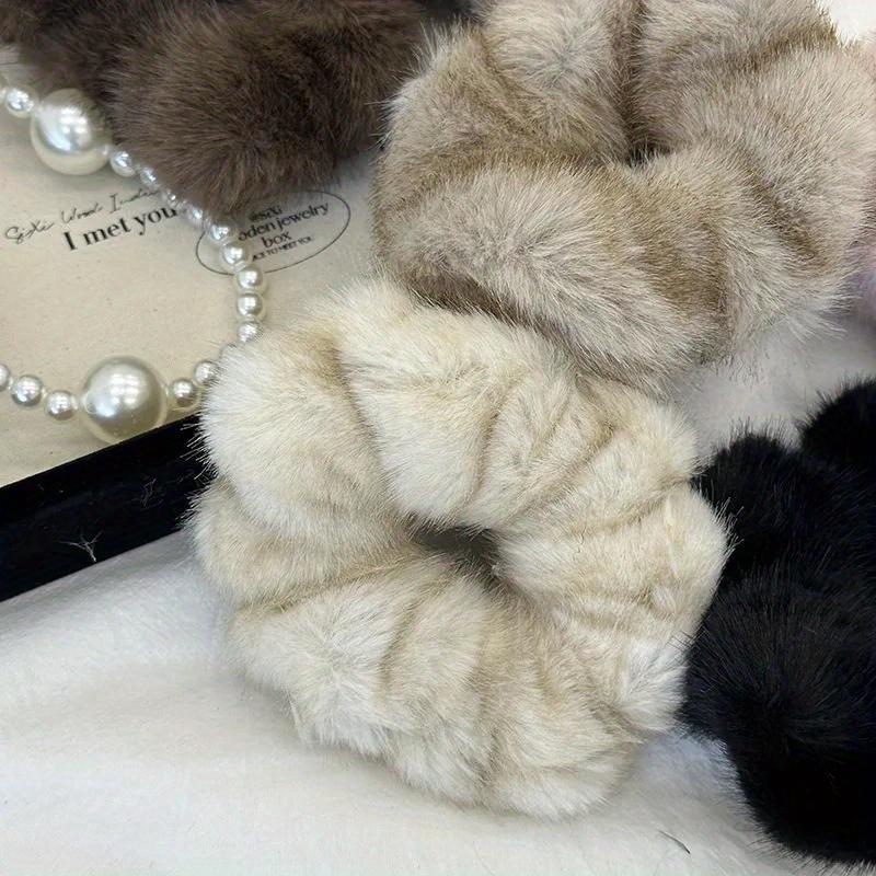 Autumn Winter Plush Large Scrunchies Elastic Hair Band New Fashion Fluffy Headband Headdress Female Accessories