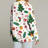 Women's Fashion Long Sleeve Print V-Neck Button Loose Cardigan Top