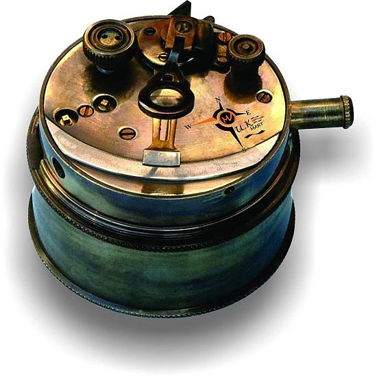 Massives Messingkasten- oder Trommelsextant für Wasserfahrzeuge mit Holzkiste Braun 7,62 cm