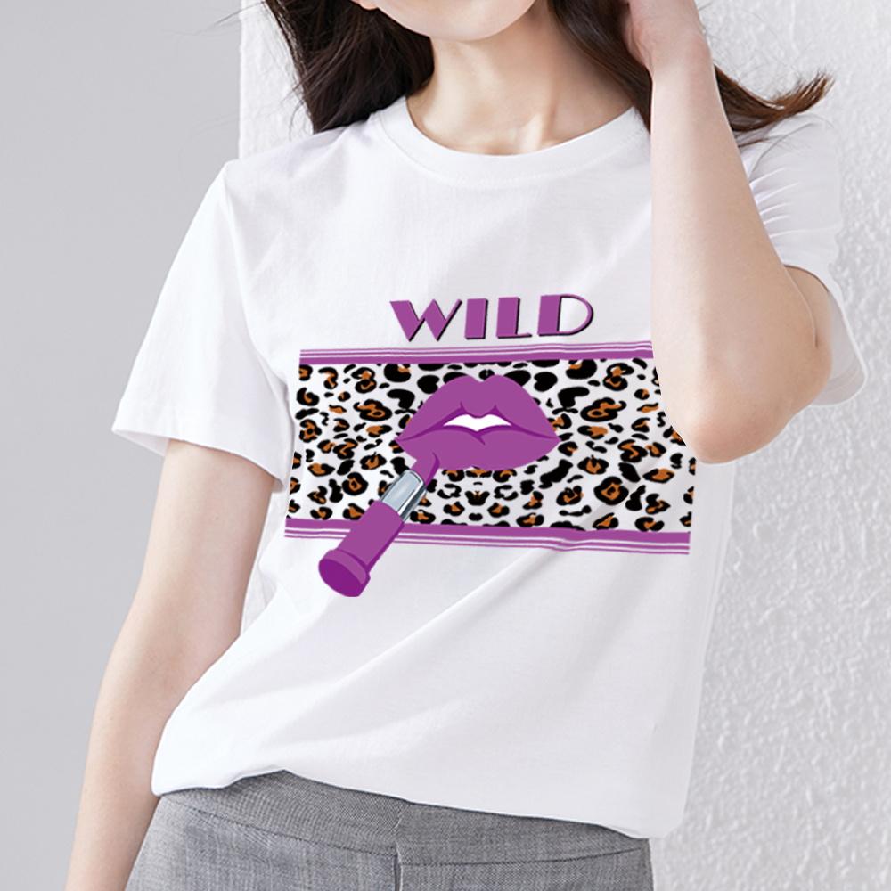 Klasické triko Street Trend Slim Dámské Univerzální Tiger Leopard Potištěné Neformální Výstřih do O Pohodlné Prodyšné Top s krátkým rukávem