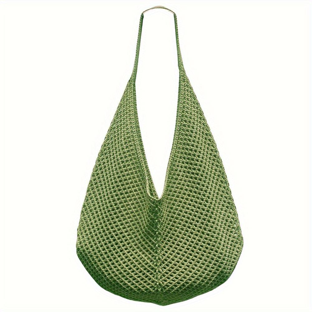 Elegant Black Crochet Tote Bag - Spacious Mesh Design with Detailed Stitching, For Travel & Shopping Travel Stylish Tote Bag Durable Handle Bag