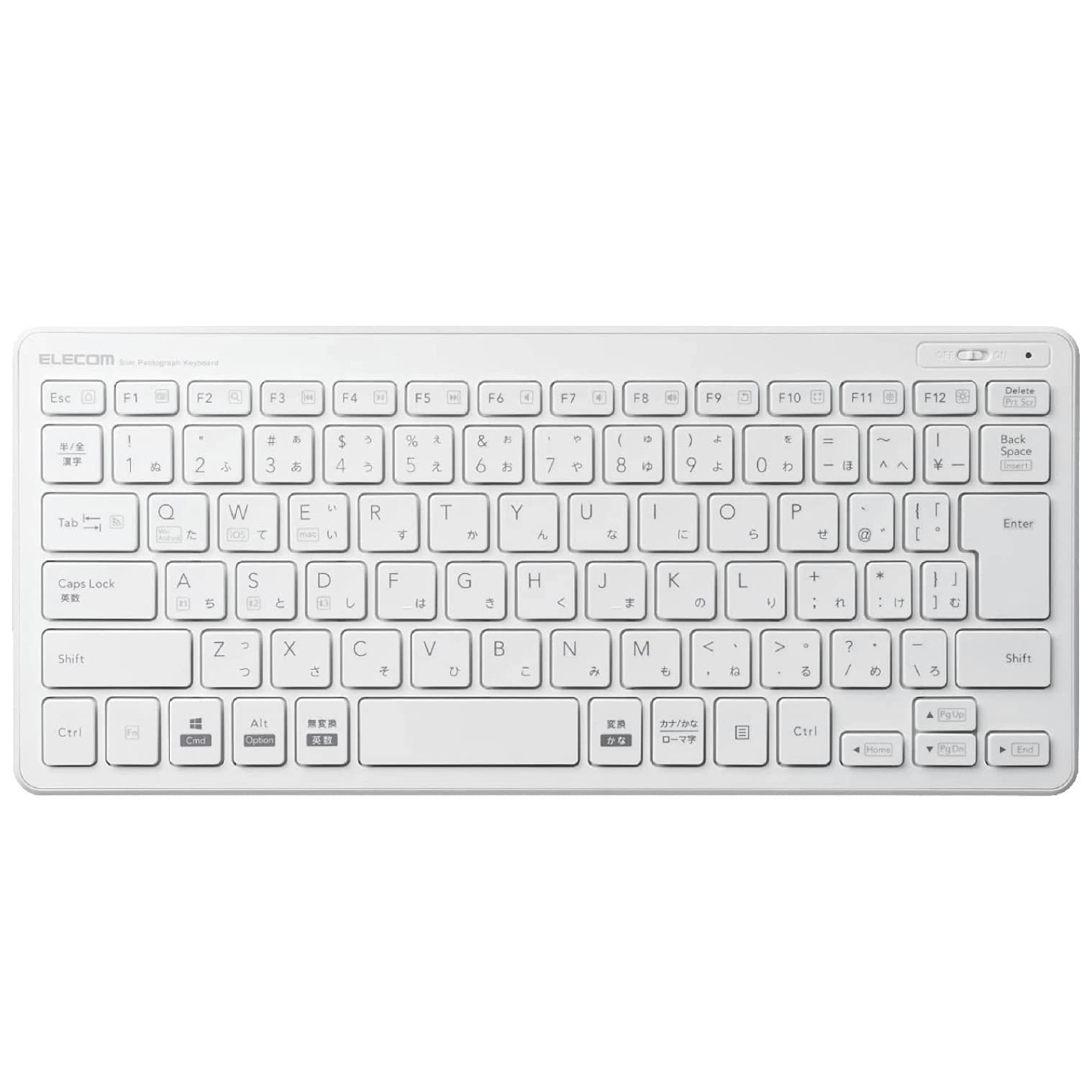 

ELECOM Keyboard Bluetooth Pantograph Mini Keyboard Compatible with Android with Menu White Windows, Mac, iOS, [Conversion/No Conversion/Equipped Key]