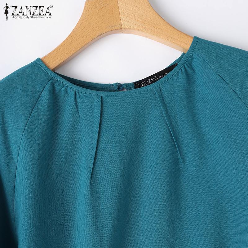 ZANZEA Lässiges Zweiteiler-Set aus Bluse und Shorts für Damen mit halblangen Ärmeln