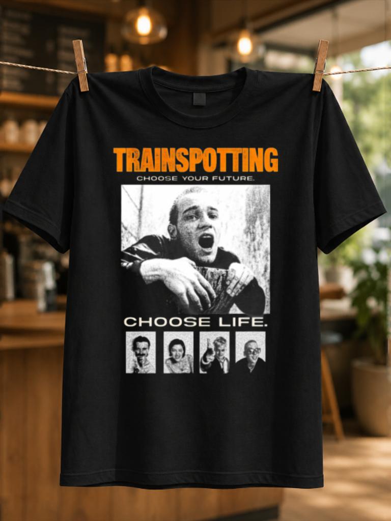 Trainspotting Choose Your Future And Choose Life Text With And Character Collage Gritty Cult Unisex All Tshirt