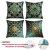 4 Stück/Set Grüne Goldene Mandala Kissenbezüge, Marokkanische Geometrische Kissenhüllen, Polyester/Leinen, Boho Luxus Heimdekoration