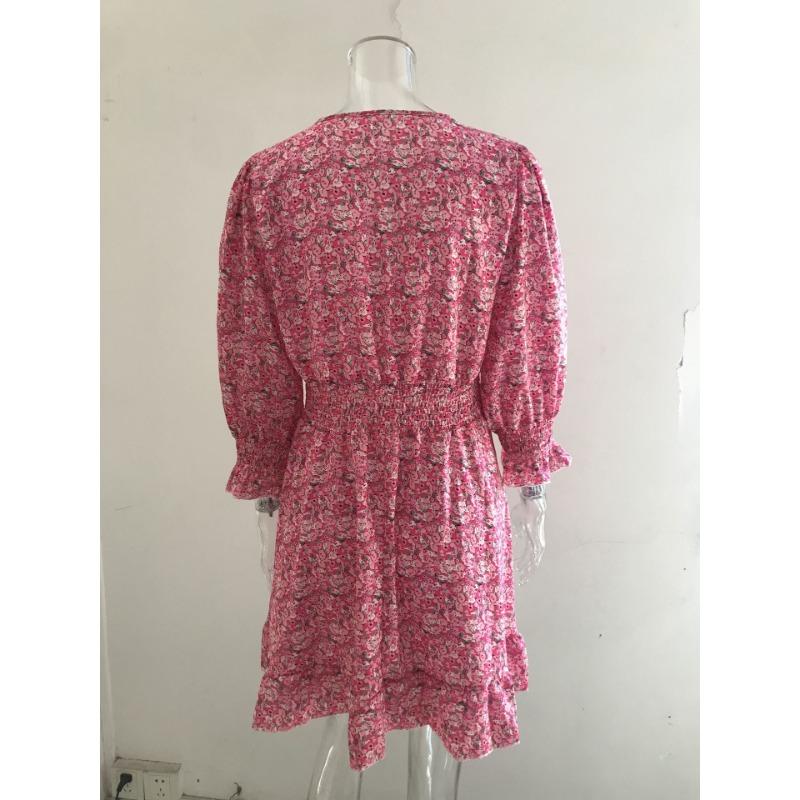 Summer Floral Print Mini Dresses Women Vintage Sexy A-Line V-Neck Half Sleeve Party Dress Female Casual Elegant Beach Dress