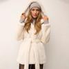 Winter imitation mink fur jacket medium and long hooded belt artificial fur environmentally friendly fur coat women