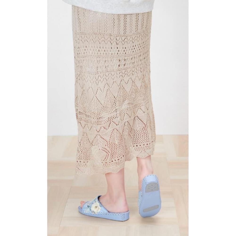 PanSy [PanSy] 9306 Indoor Room ShoeS SlipperS Women S Hand Knitted Antibacterial 22.0 22.5 Cm Blue