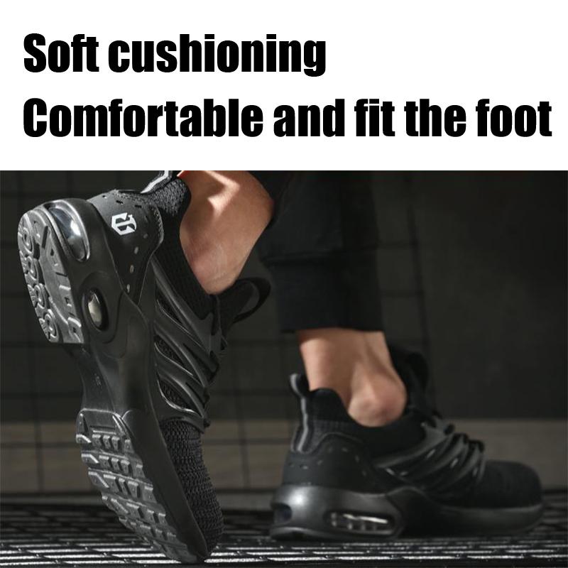 Men's Shoes Safety Shoes Lightweight Sports Casual Air Cushion Shoes Steel Toe Cap Anti Impact Anti Puncture Labor Protection Shoes