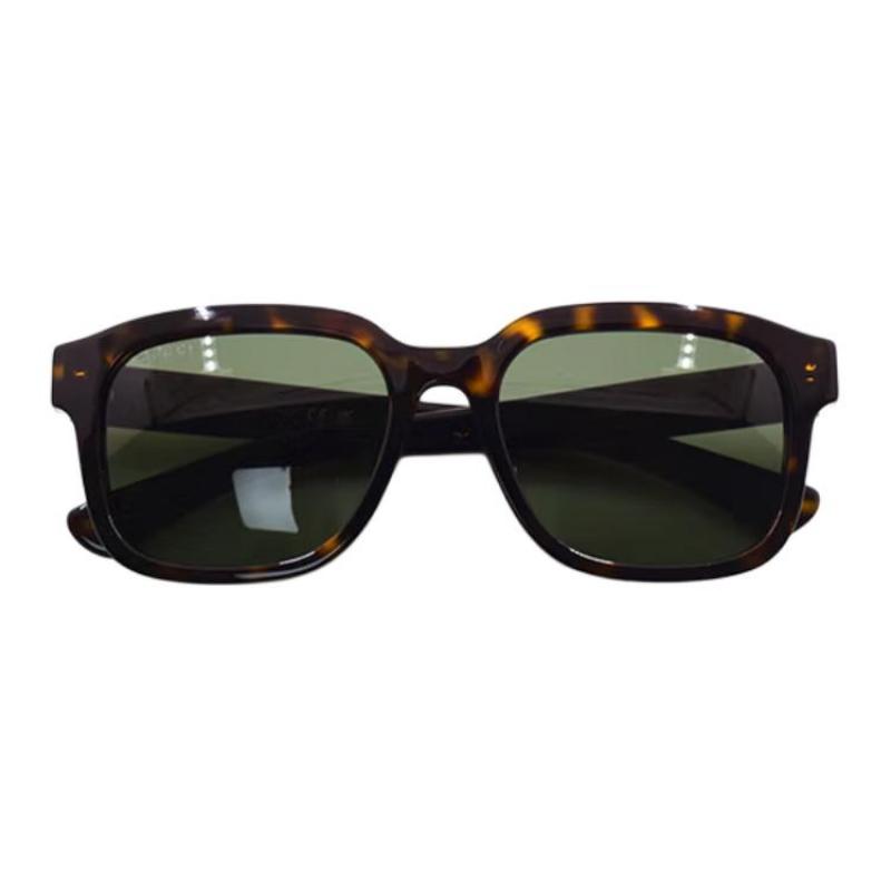 Gucci Lettering Plate Frame Square Sunglasses Men's Tortoiseshell