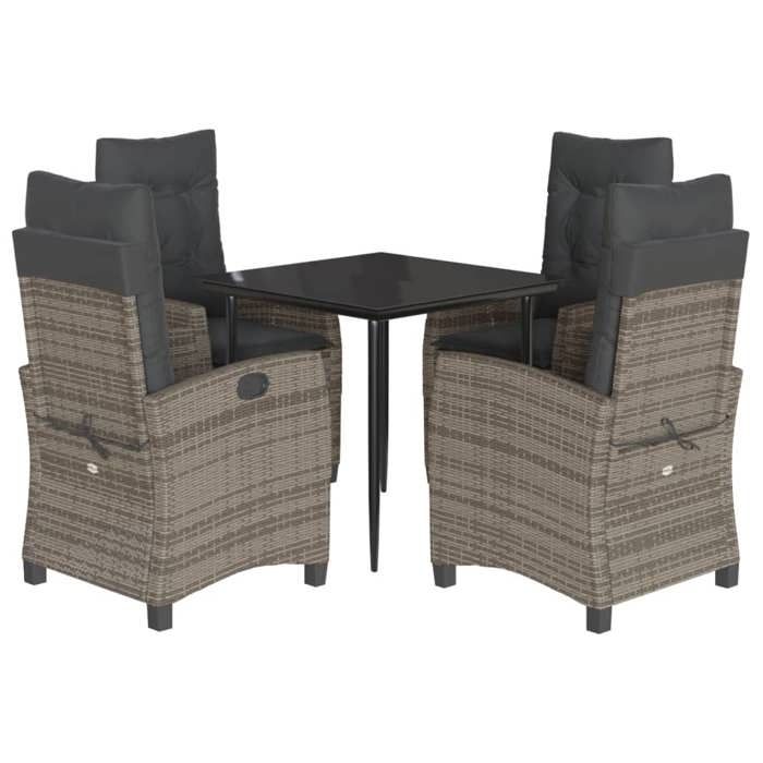 VidaXL Garden Dining Set 5 Pcs with Cushions Grey 3212783