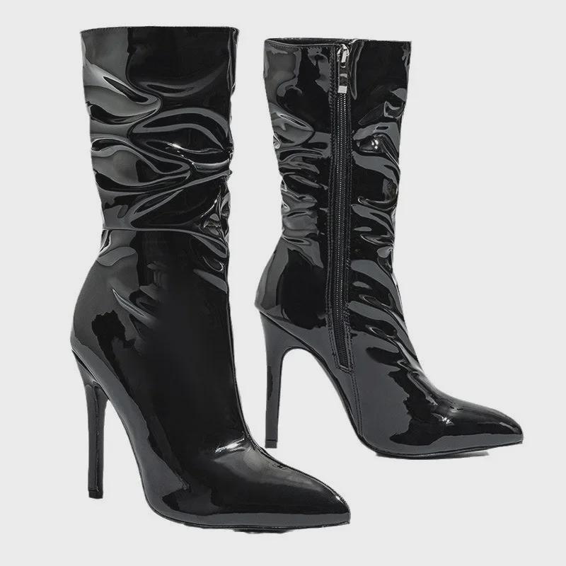European and American Style Patent Leather Stiletto Over-the-Knee High Boots (10cm Heel)